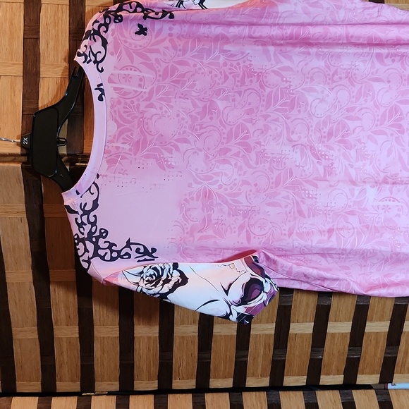 NIB! Pink Skeleton print stretch top - Picture 6 of 8